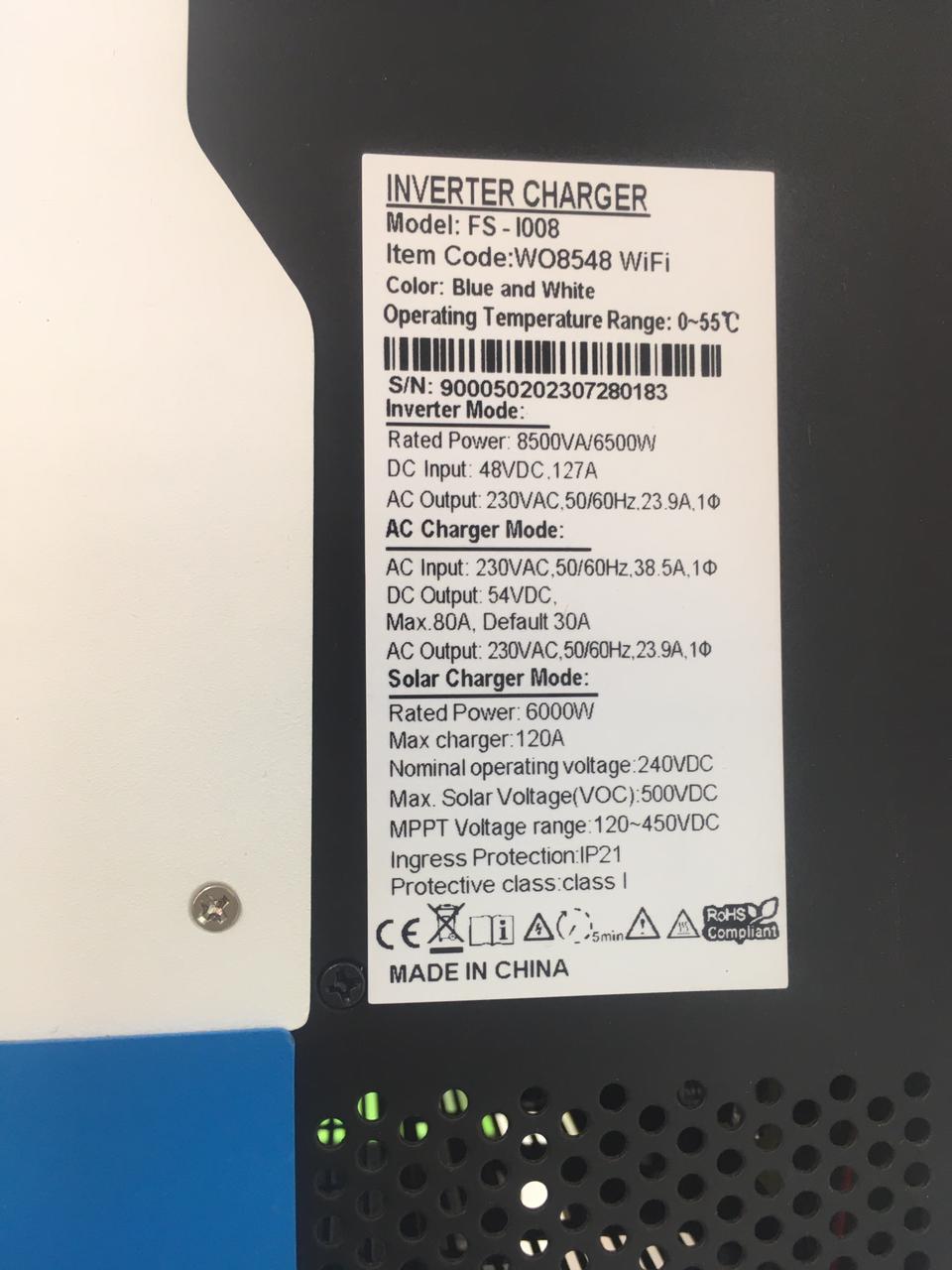 Fivestar 8.5KVA 6500W 48V MPPT WO Pure Sine Wave WIFI Hybrid Inverter - Image 4
