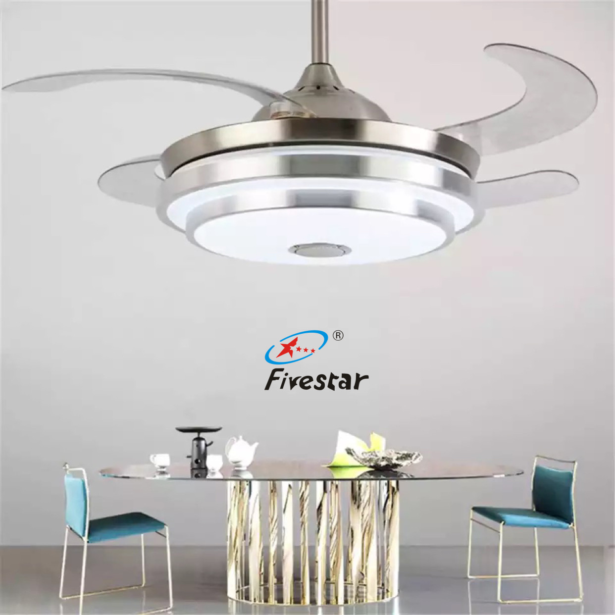 Fivestar FL069S Ceiling Decorative Fancy Ceiling Fan Light Retractable Ceiling Fan Light with Bluetooth Speaker - Image 2