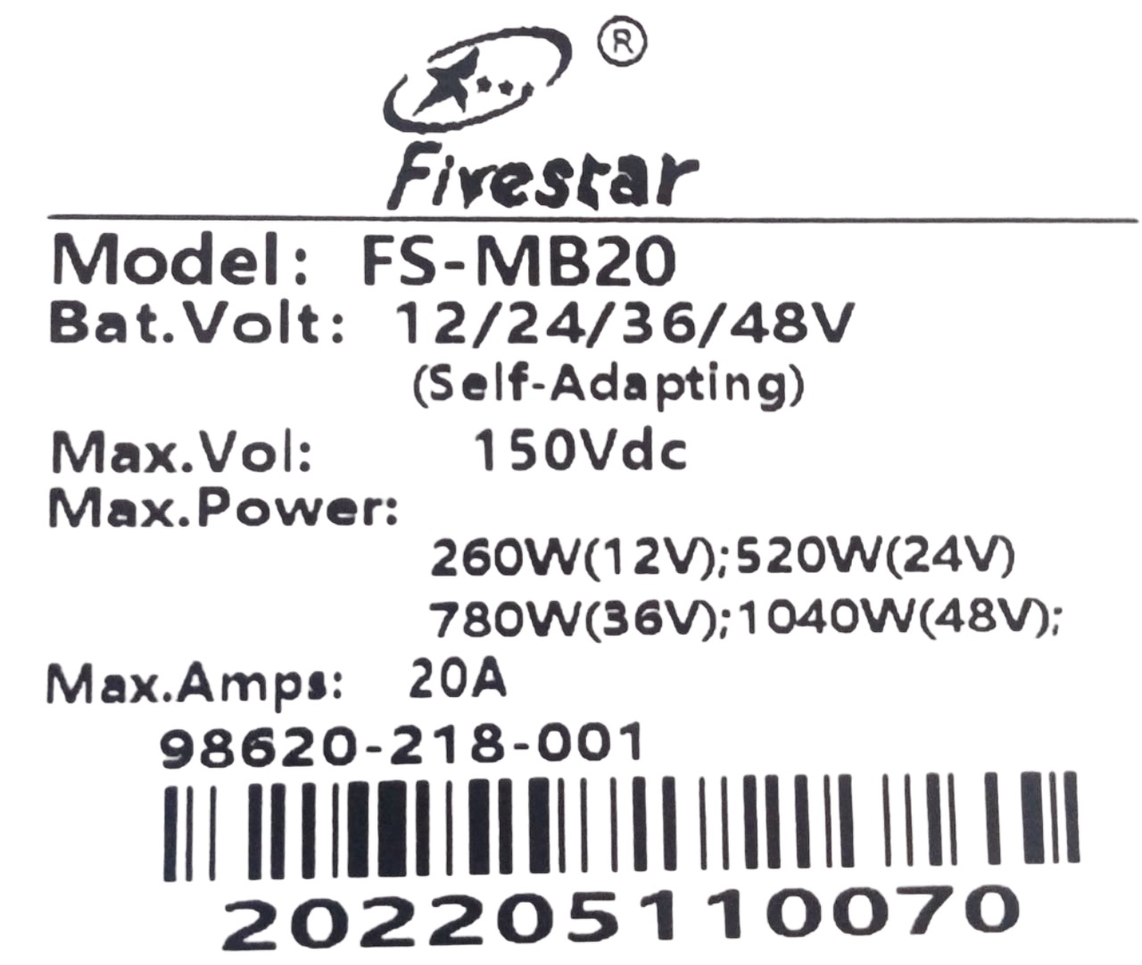 Fivestar 20A Smart MPPT Solar Charge Controller MPPT 12/24/48V With Adaptive and Adjustable Parameters - Image 2