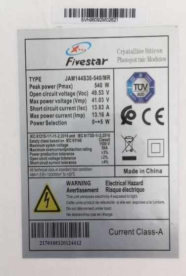 Fivestar 540w Mono Half Cell Solar Panel With Coated Tempered Glass and Silver Frame Without A Box - Image 3