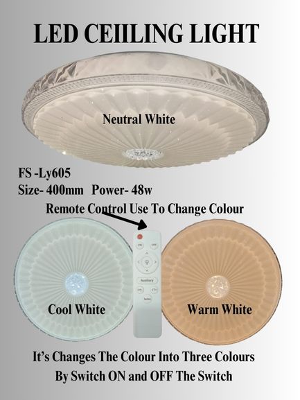 FS- LY605 48w 400mm LED Ceiling light With Remote Control and Colour Changing Mode - Image 5