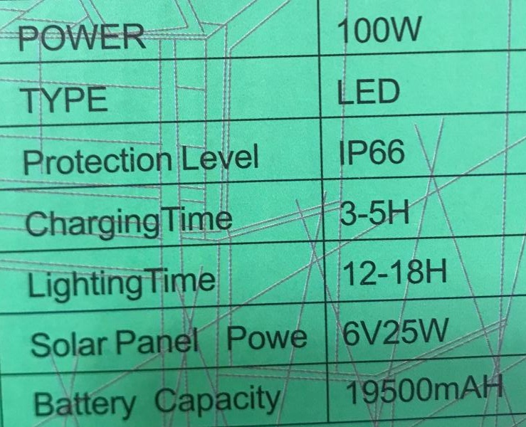 FS 100W Solar Flood Light New Design Blue Suitable For Gardens IP66 FS -SFL100 - Image 3
