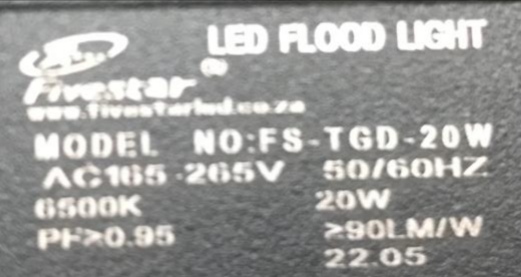 Fivestar 20w Auto-Day/Night Sensor 220v Flood Light - Image 3