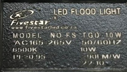Fivestar Flood Light IP66 High Brightness Suitable For Outdoor LED XPG 10W - Image 3