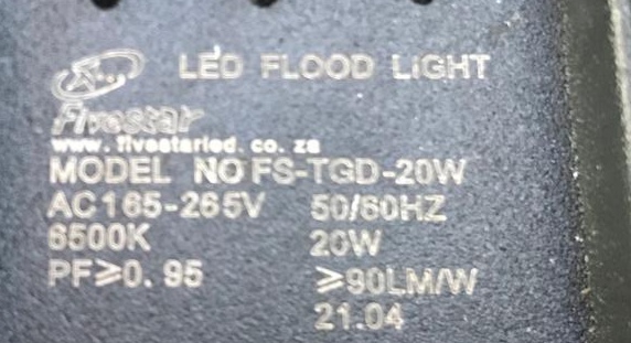 Fivestar Flood Light IP66 High Brightness Suitable For Outdoor LED XPG 20W - Image 3