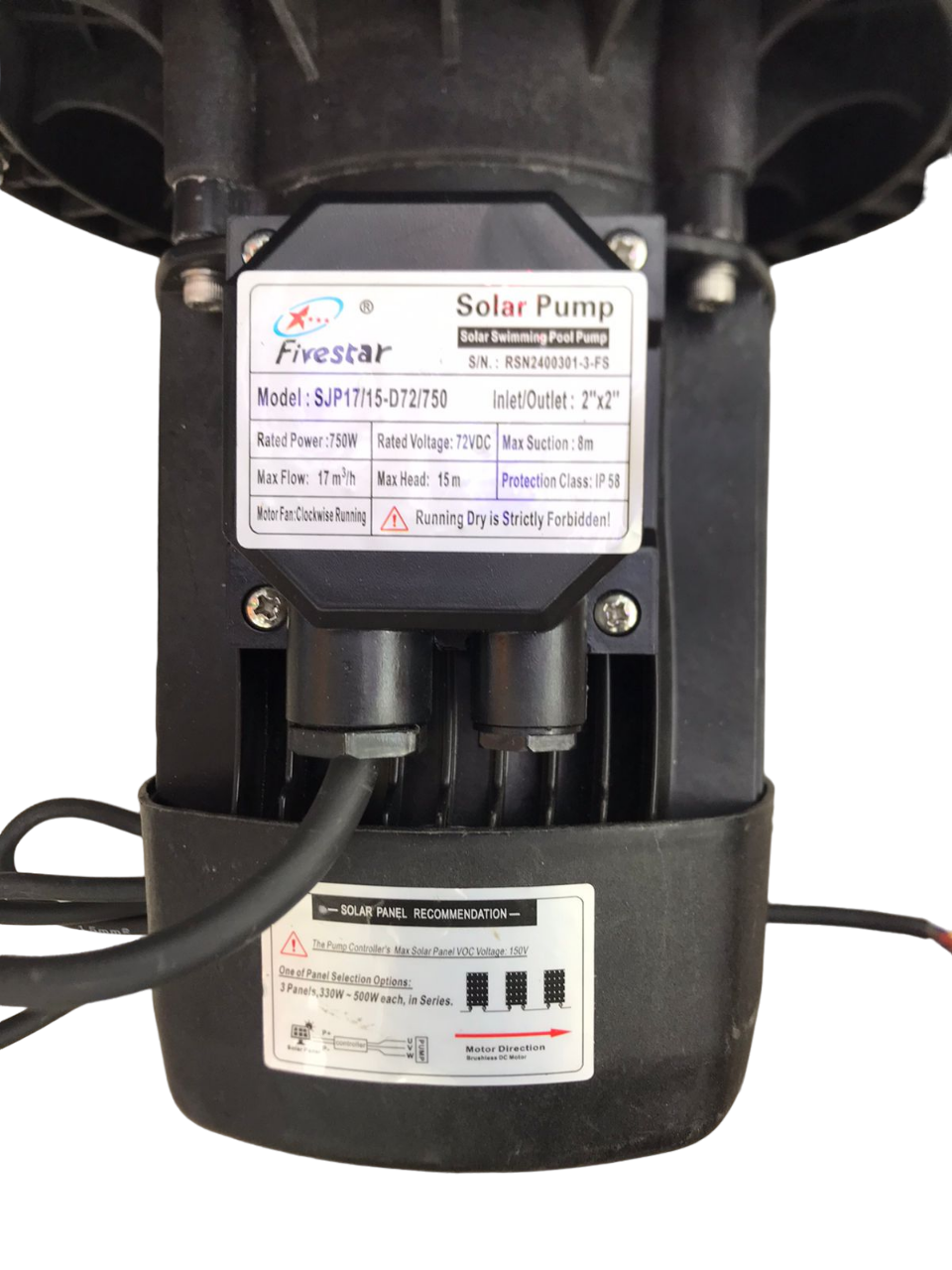 Fivestar SJP- 750w 72v 15m Solar Swimming Pool Pump - Image 3