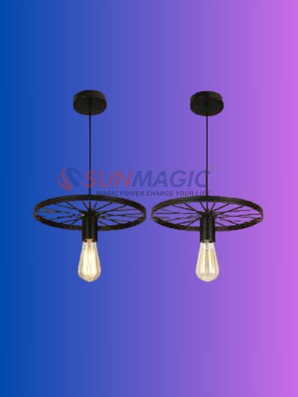 Fivestar- CD98 Vintage Spoked Wheel Pendant Light - Image 4