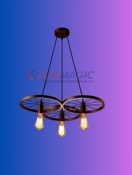 Fivestar- CD97 Vintage Three Spoked Wheel Pendant Light