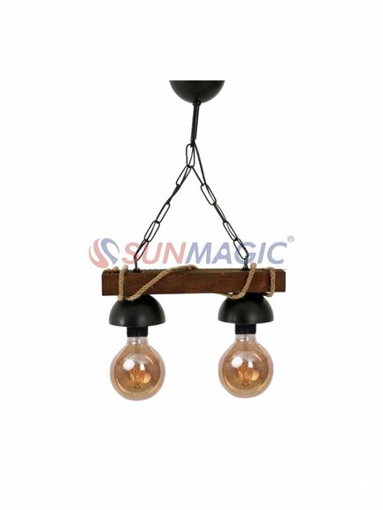 Fivestar- CD88 Two-Head Rope Wooden Pendant Light