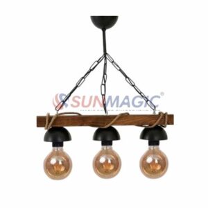 Fivestar- CD89 Three-Head Rope Wooden Pendant Light