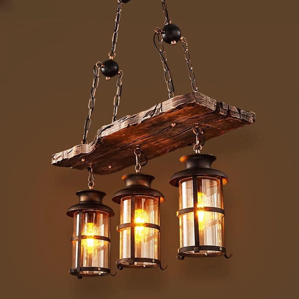 Fivestar CD63- Wood Vintage Industrial Chandelier 3-Lamp - Image 4