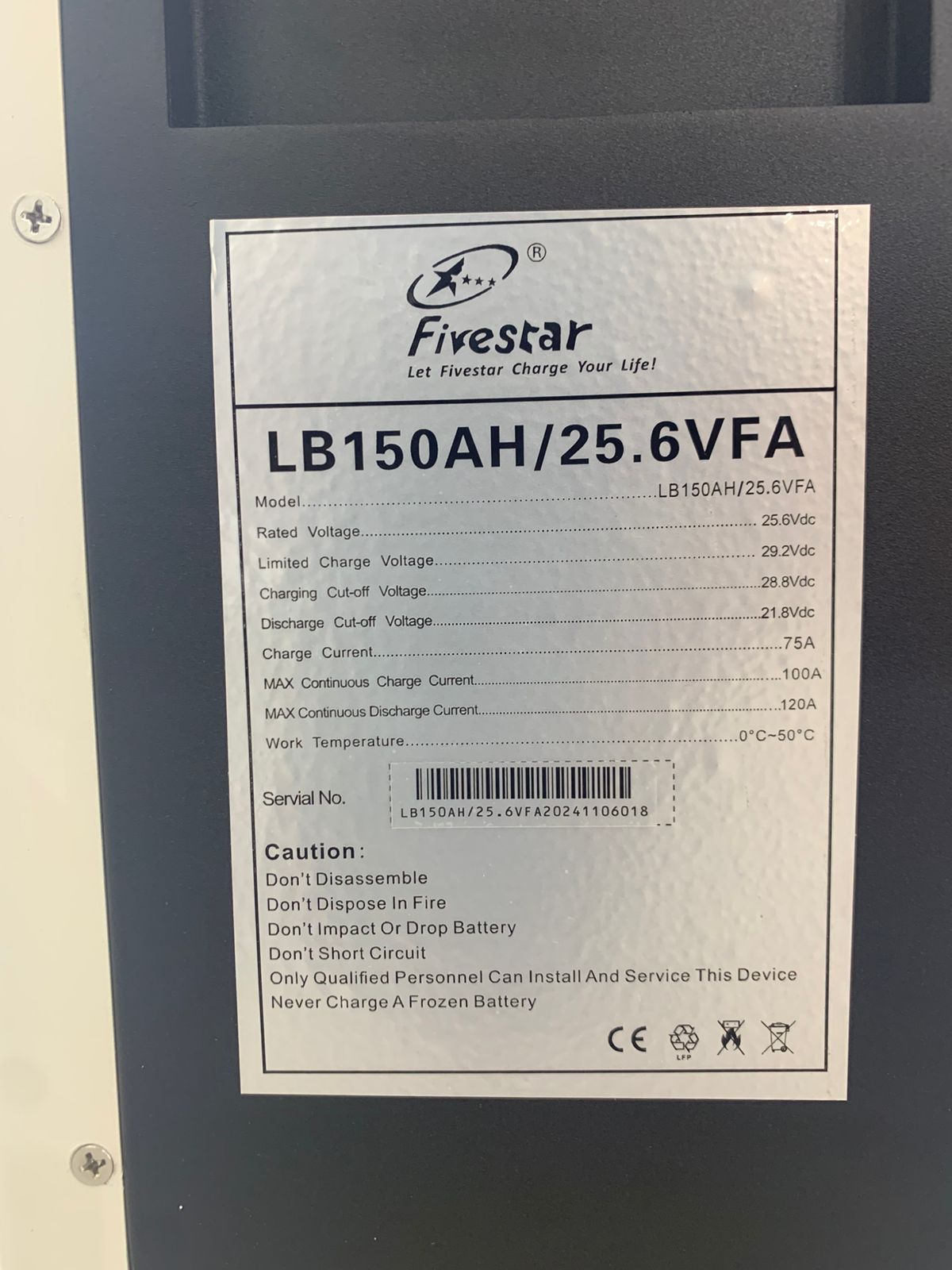 FS-LB-24150 25.6V 3.8KW 150AH Lithium ion Battery - Image 2