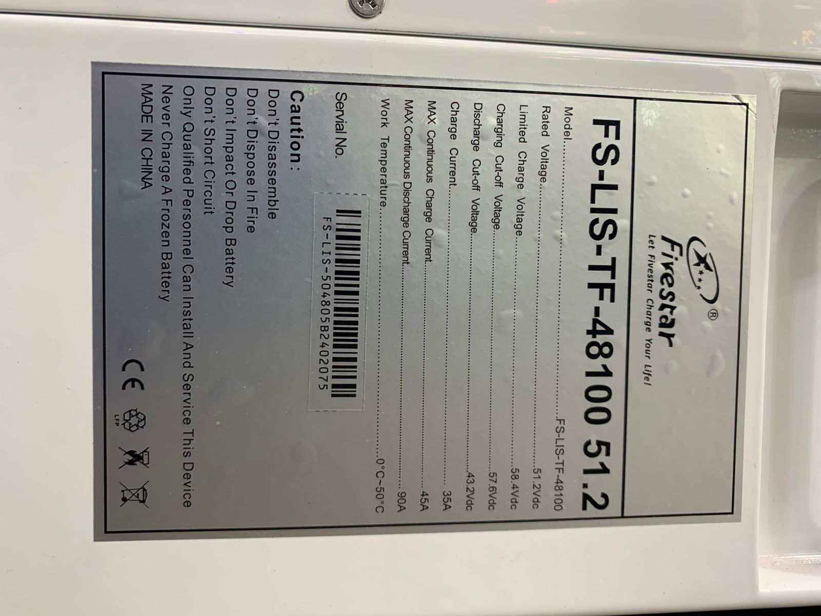 Fivestar- FS-LIS-TF48100 5.12KW 51.2V 100AH Lithium Battery - Image 4