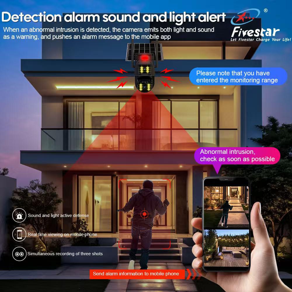 FS-SCM003- WiFi Network 12MP Ultra HD Triple Screen 10x Zoom Solar Camera IP65 WaterProof - Image 2