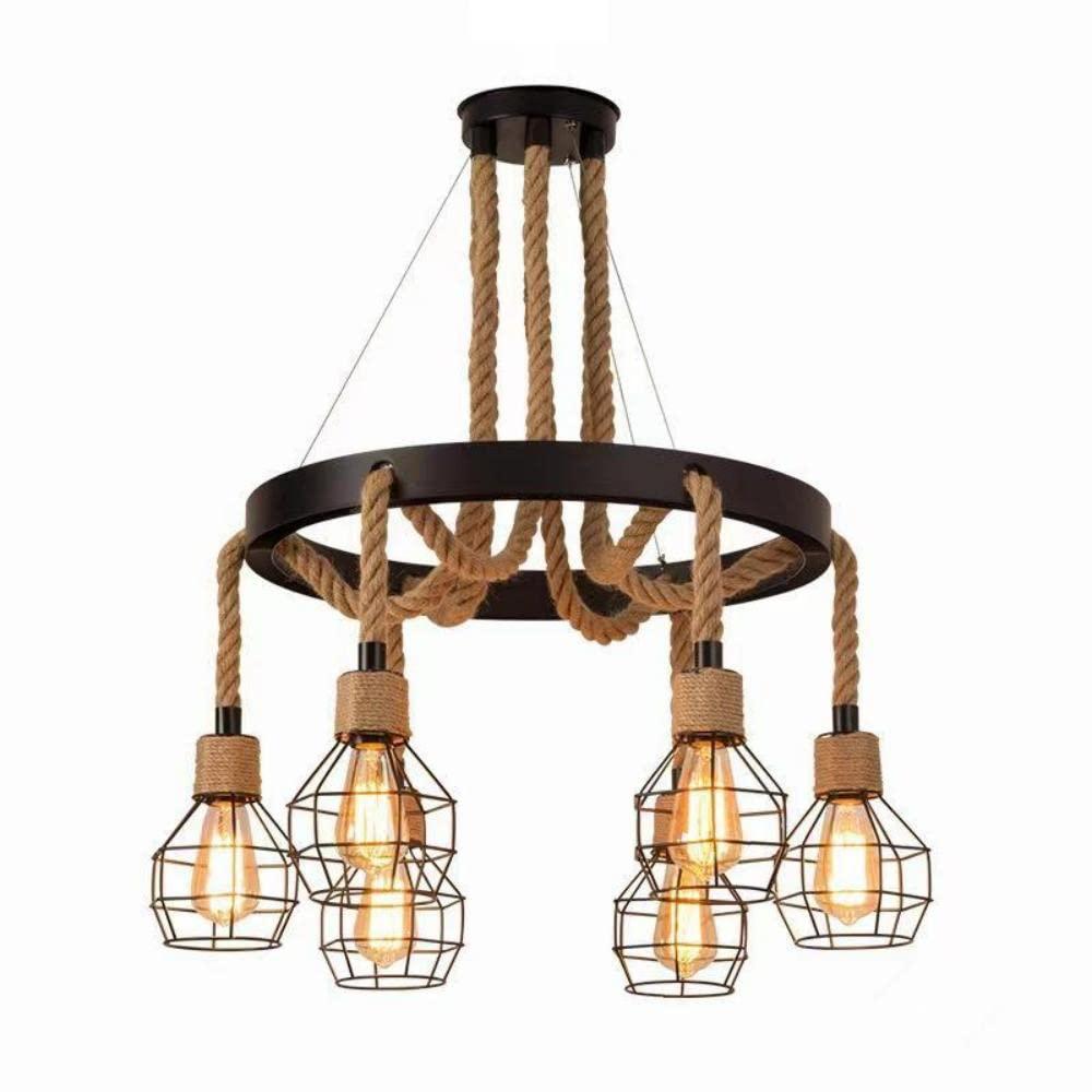 FS-CD33 Rope 6 Cages Round Pendant / Chandelier Ceiling Light (E27)