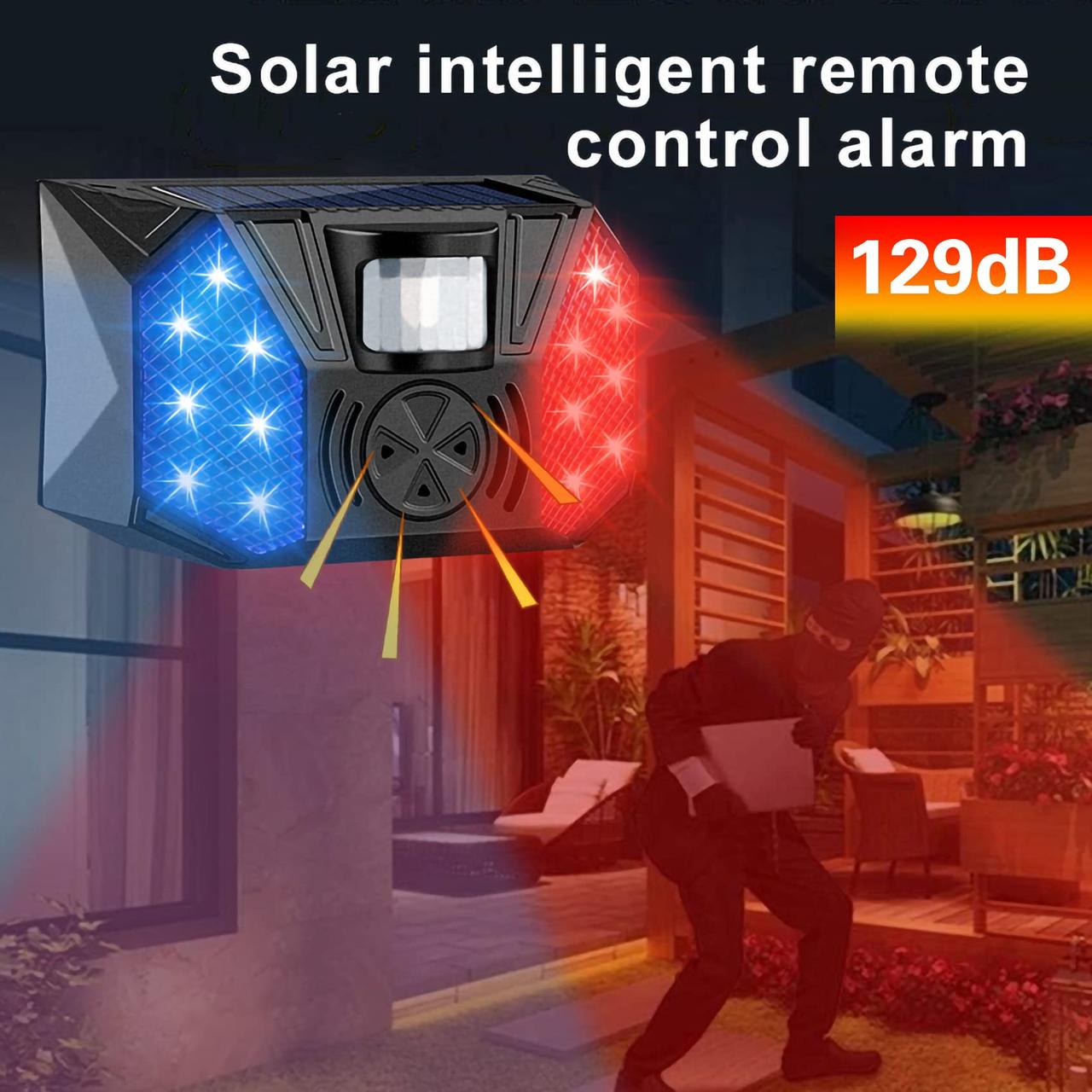 FS-N9116 Solar Intelligent Remote Control Alarm 129dB Loud Siren Motion Sensor will Detect Movement with in 5-8 Meters - Image 2