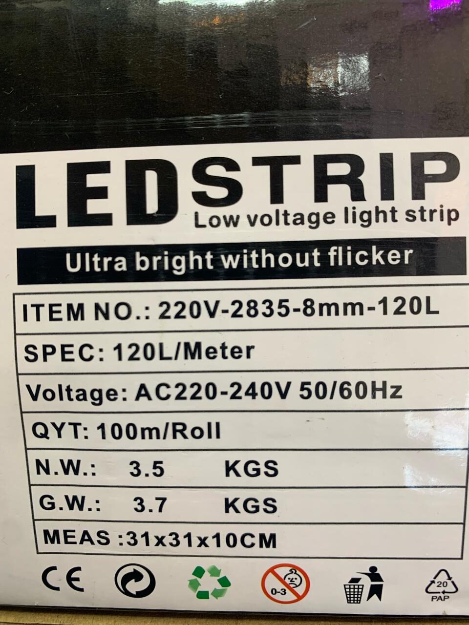 FS-DD02- 100M 220V 2835-8MM 120L/M Red LED Strip Light - Image 5