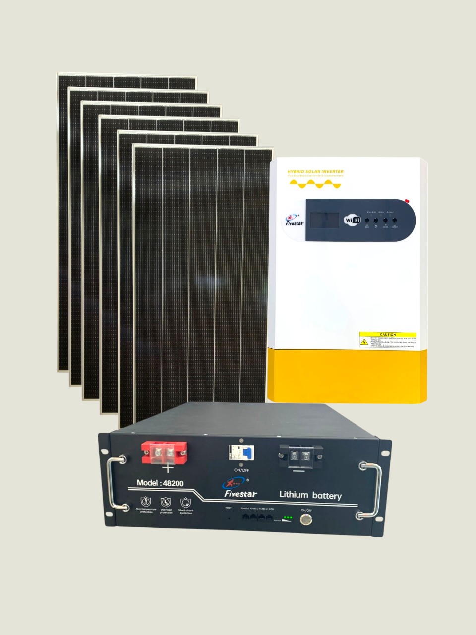 Gf-8KVA 6200w MPPT Fivestar Load Shedding Combo Backup Power Kit With FS-10 KWh Lithium Battery and 8x Solar 650W Solar Panels Mono