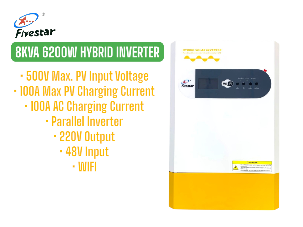 Gf-8KVA 6200w MPPT Fivestar Load Shedding Combo Backup Power Kit With FS-10 KWh Lithium Battery and 8x Solar 650W Solar Panels Mono - Image 4