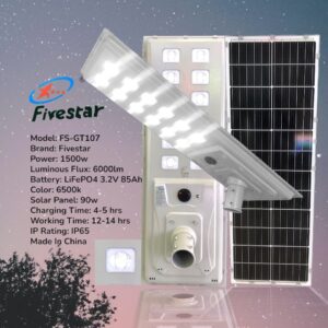 Fivestar-GT107- 1500W 8000lm Solar Street Light IP65 Waterproof