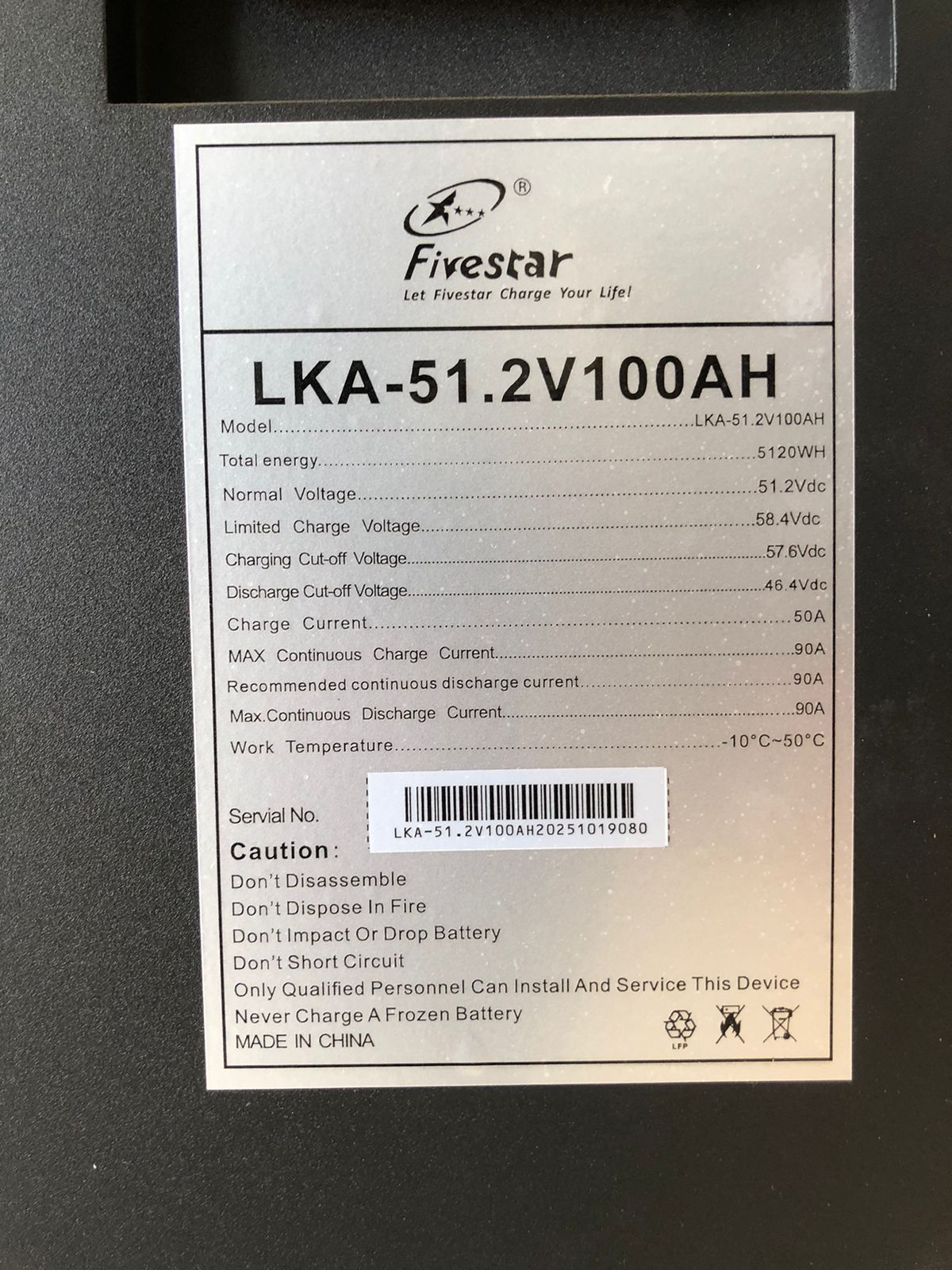 FS-LKA100 5.12Kw 100Ah 51.2v Wall Mount Lithium Battery - Image 5
