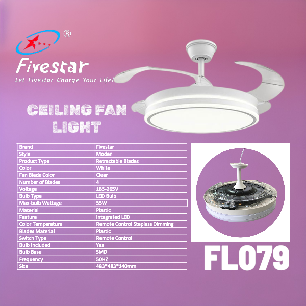 FS-FL079 Modern Ceiling Fan Light - Image 3